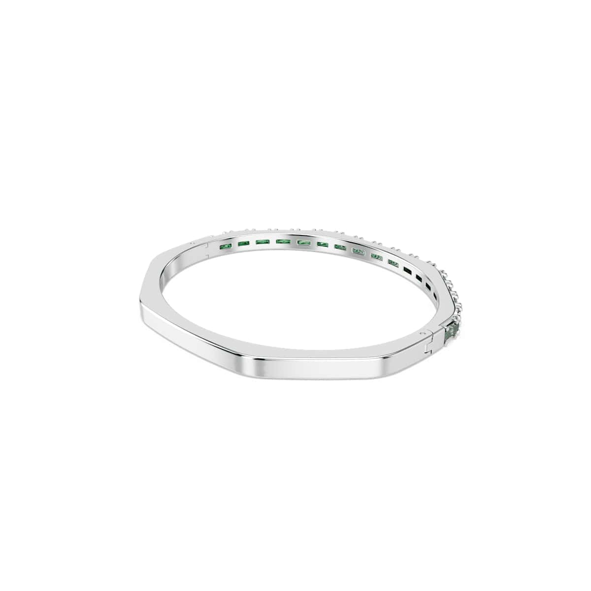 Matrix bangle, Baguette cut, Octagon shape, Green, Rhodium plated
