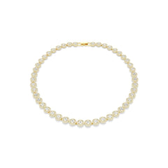 Una Angelic Tennis necklace, Round cut, White, Gold-tone plated