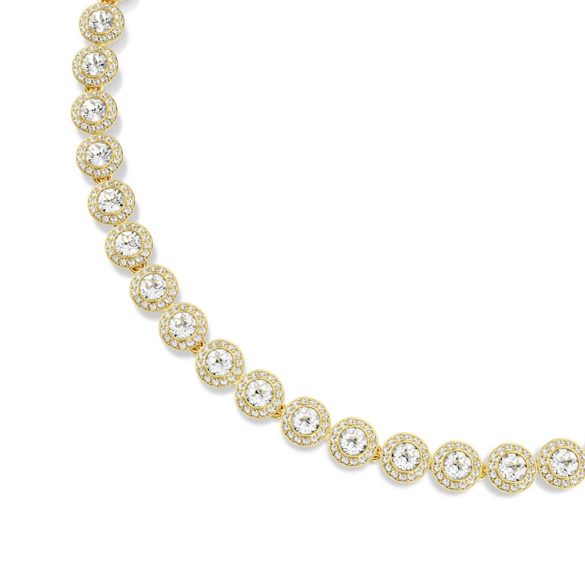 Una Angelic Tennis necklace, Round cut, White, Gold-tone plated