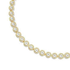 Una Angelic Tennis necklace, Round cut, White, Gold-tone plated