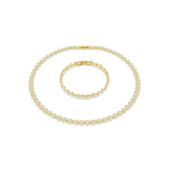 Una Angelic set, Round cut, White, Gold-tone plated