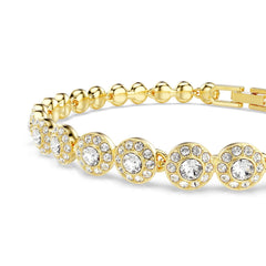 Una Angelic set, Round cut, White, Gold-tone plated