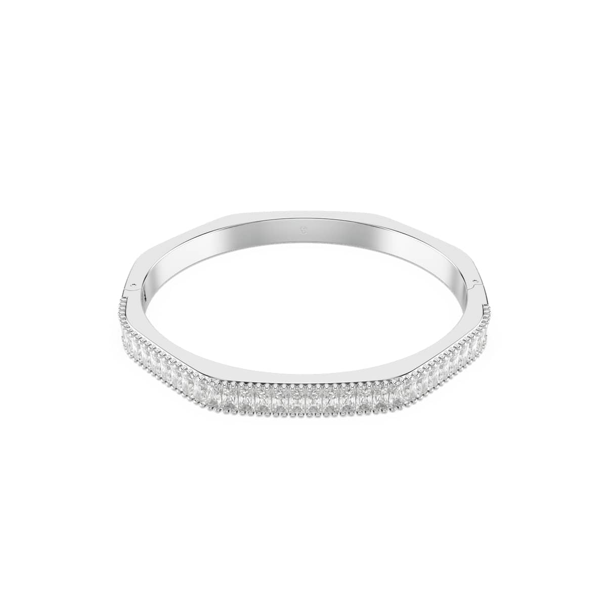 Matrix bangle, Baguette cut, Octagon shape, White, Rhodium plated