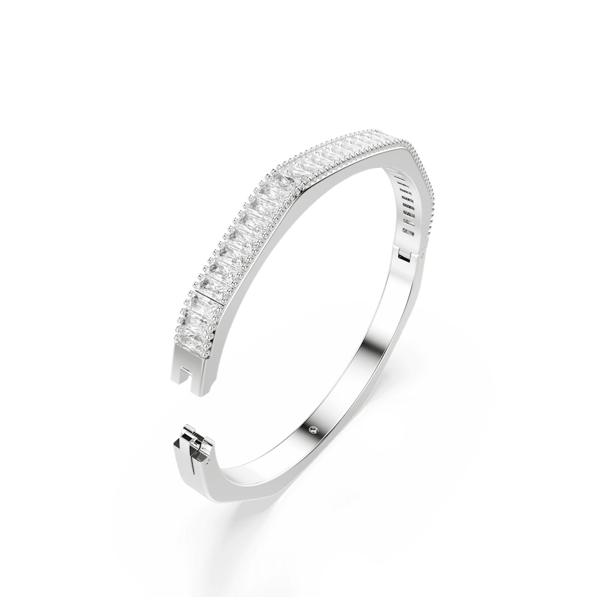 Matrix bangle, Baguette cut, Octagon shape, White, Rhodium plated