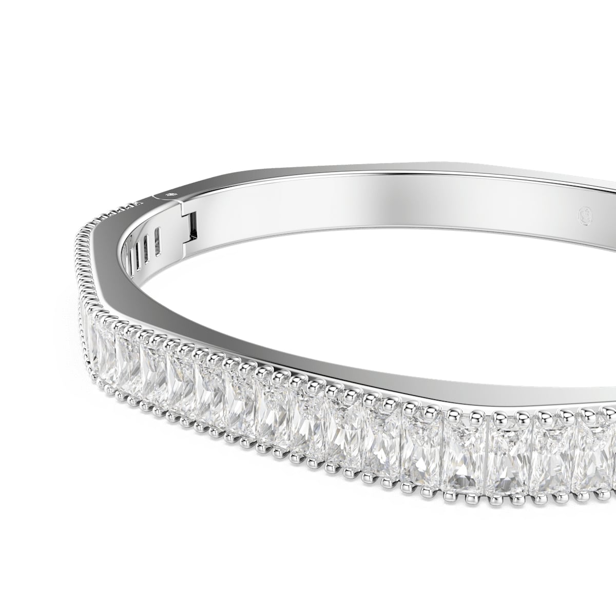 Matrix bangle, Baguette cut, Octagon shape, White, Rhodium plated