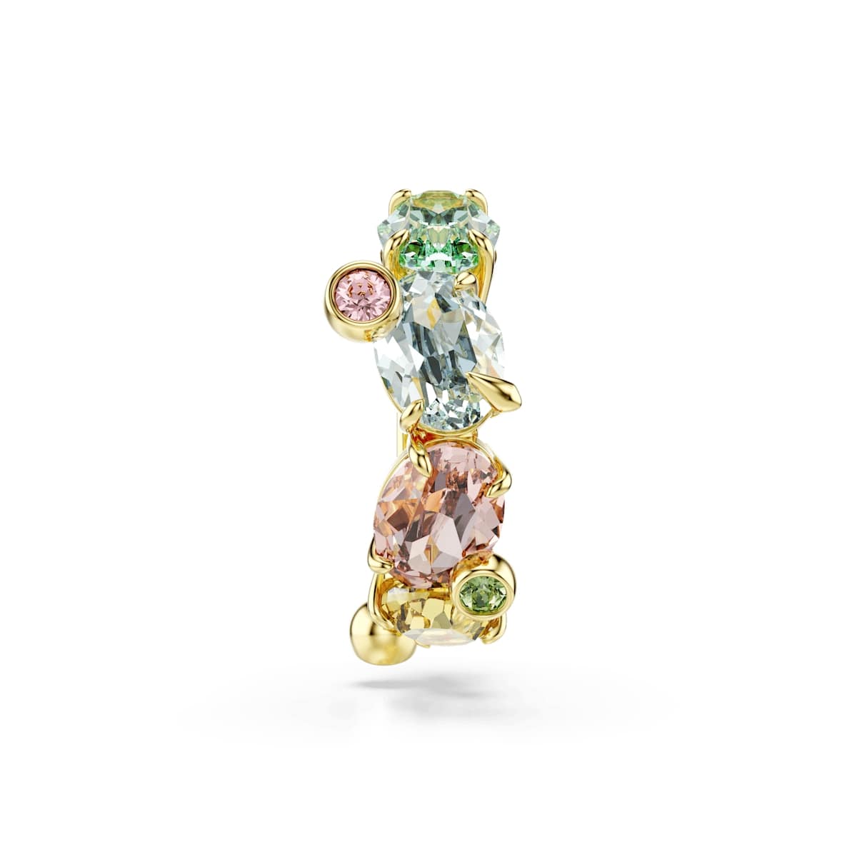 Gema ear cuff, Single, Mixed cuts, Multicolored, Gold-tone plated