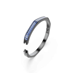 Matrix bangle, Baguette cut, Octagon shape, Blue, Ruthenium plated