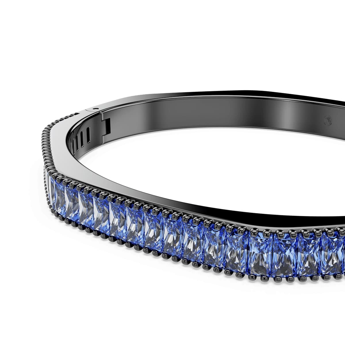 Matrix bangle, Baguette cut, Octagon shape, Blue, Ruthenium plated