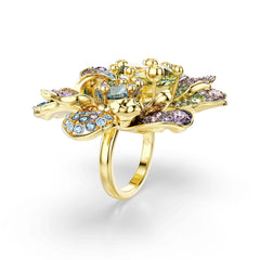 Idyllia ring, Mixed cuts, Pavé, Flower, Multicolored, Mixed metal finish