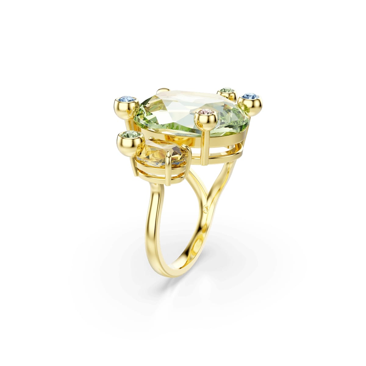Gema open ring, Mixed cuts, Multicolored, Gold-tone plated