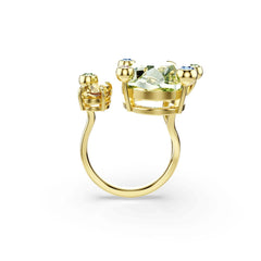 Gema open ring, Mixed cuts, Multicolored, Gold-tone plated