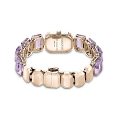 Watch, Octagon cut bracelet, Purple, Champagne gold-tone finish