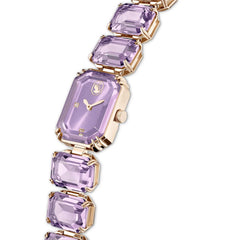 Watch, Octagon cut bracelet, Purple, Champagne gold-tone finish