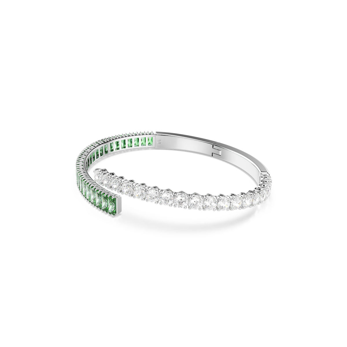 Matrix bangle, Mixed cuts, Green, Rhodium plated