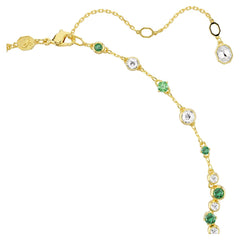 Constella Y necklace Mixed cuts, Green, Gold-tone plated