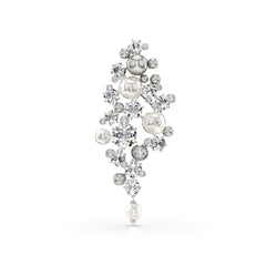 Constella brooch, Crystal pearl, Round cut, White, Rhodium plated