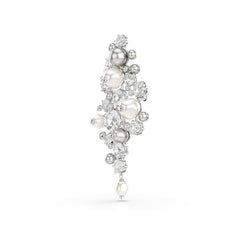 Constella brooch, Crystal pearl, Round cut, White, Rhodium plated