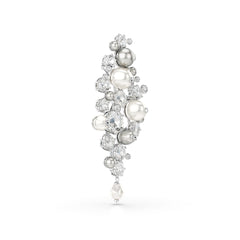 Constella brooch, Crystal pearl, Round cut, White, Rhodium plated