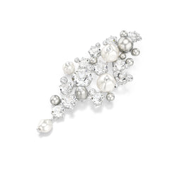 Constella brooch, Crystal pearl, Round cut, White, Rhodium plated