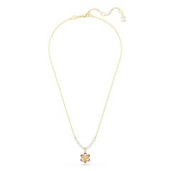 Idyllia pendant, Crystal pearl, Mixed cuts, Flower, Multicolored, Gold-tone plated