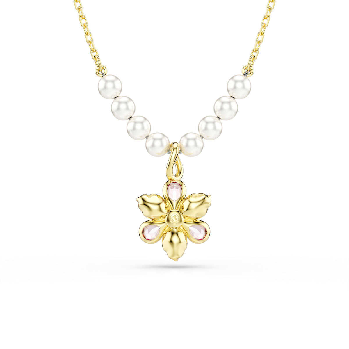 Idyllia pendant, Crystal pearl, Mixed cuts, Flower, Multicolored, Gold-tone plated