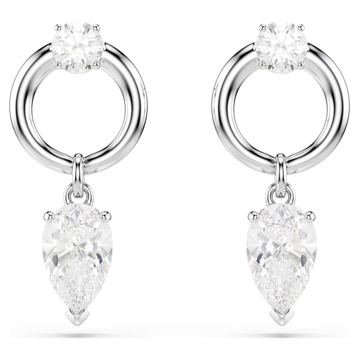 Mesmera drop earrings Mixed cuts, White, Rhodium plated