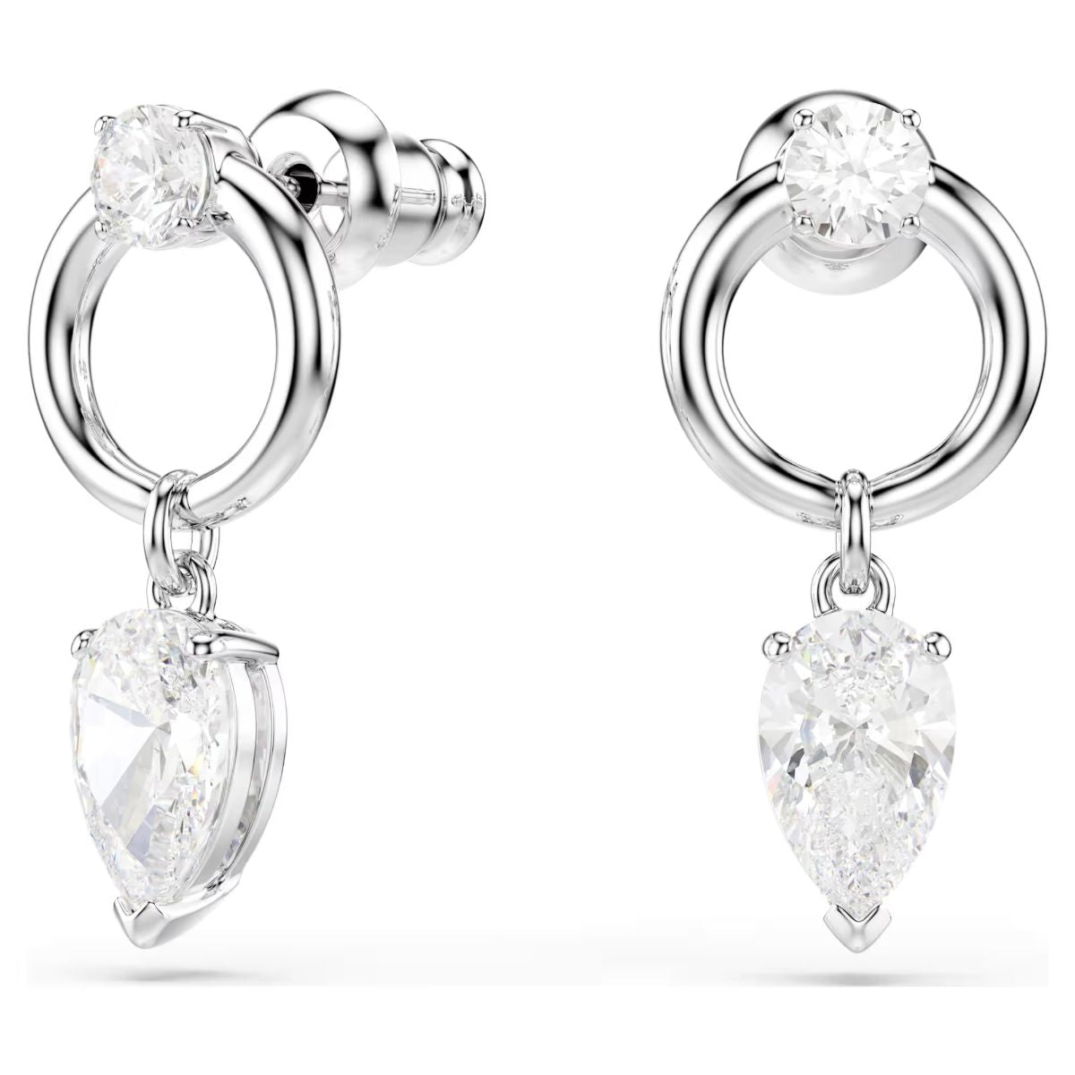 Mesmera drop earrings Mixed cuts, White, Rhodium plated