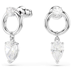 Mesmera drop earrings Mixed cuts, White, Rhodium plated