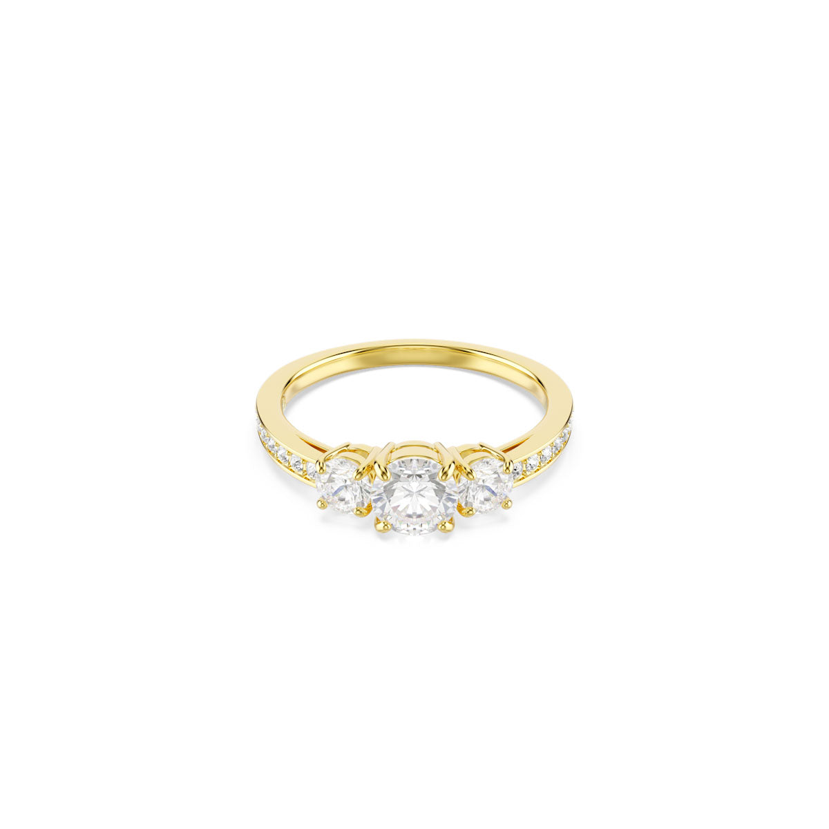 Stilla Attract ring, Round cut, White, Gold-tone plated