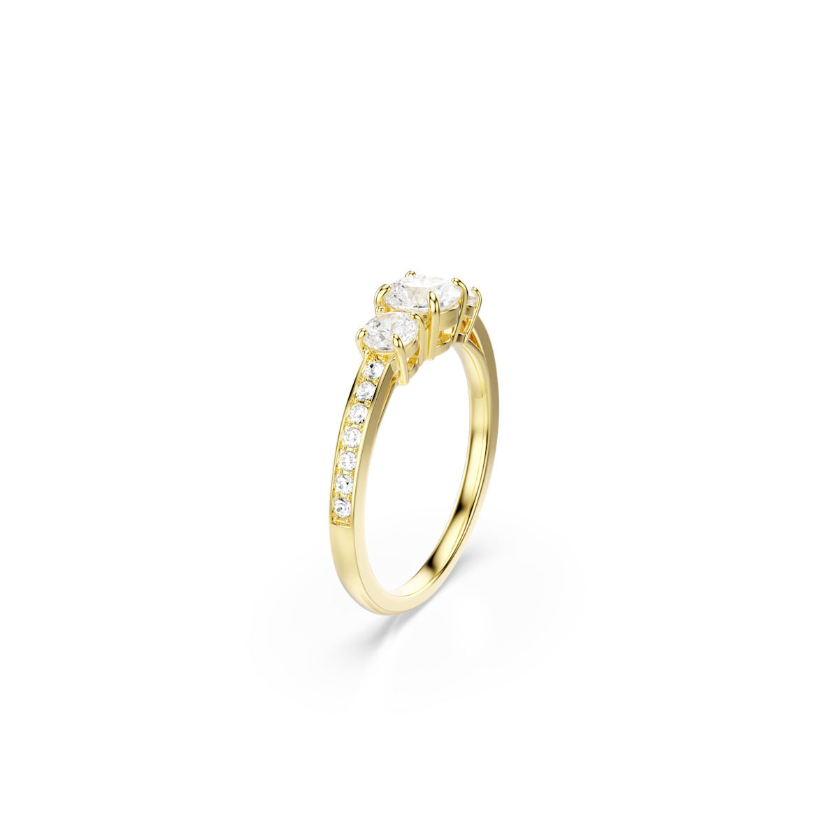 Stilla Attract ring, Round cut, White, Gold-tone plated