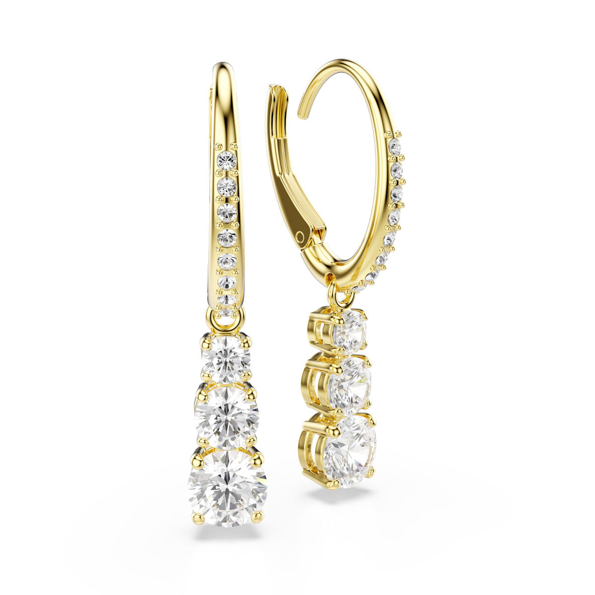 Stilla Attract hoop earrings, Round cut, White, Gold-tone plated