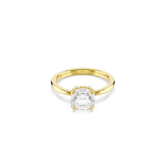 Stilla Attract cocktail ring, Round cut, White, Gold-tone plated