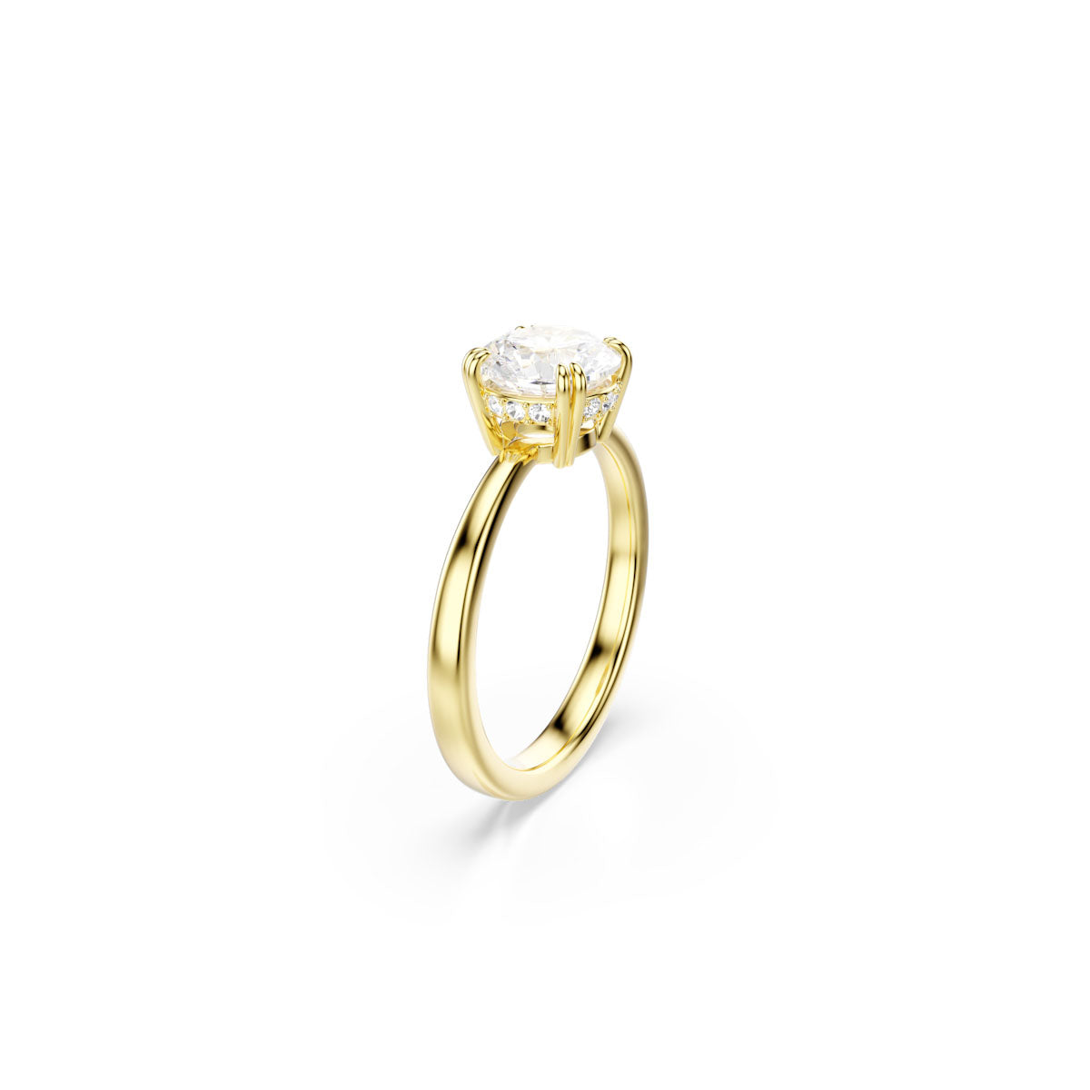 Stilla Attract cocktail ring, Round cut, White, Gold-tone plated