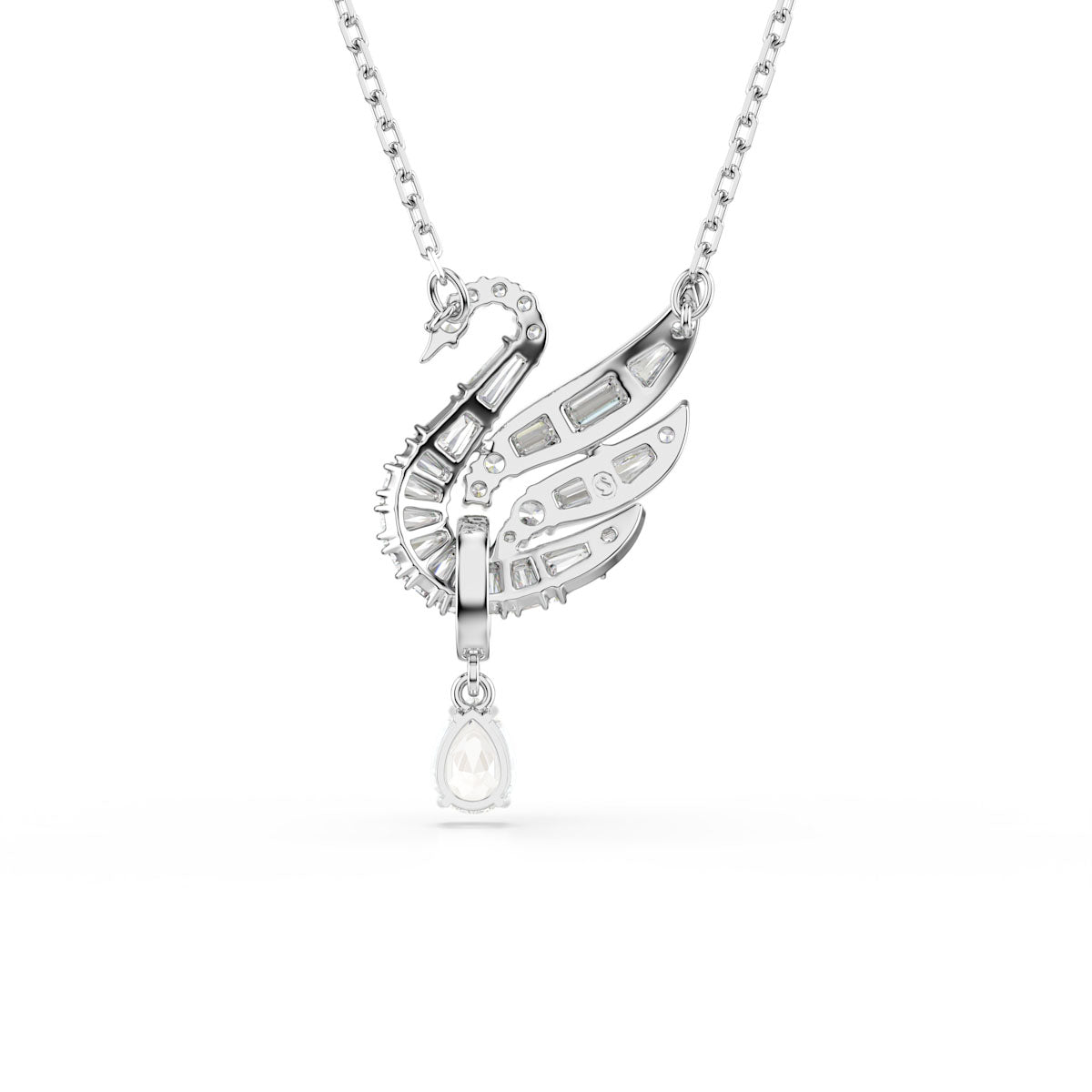 Swan Vienna pendant, Swan, White, Rhodium plated