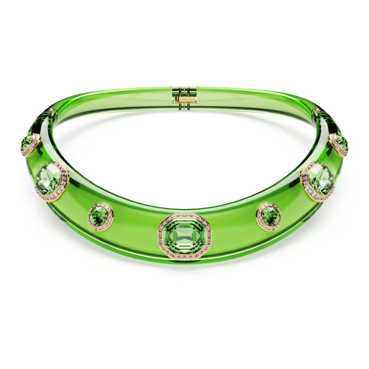 Dulcis Choker Mixed cuts, Green, Gold-tone plated