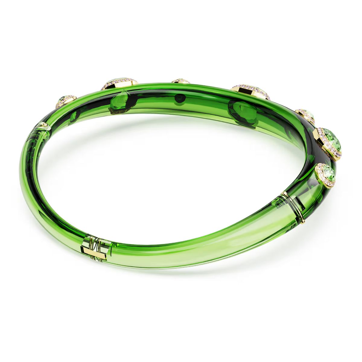 Dulcis Choker Mixed cuts, Green, Gold-tone plated