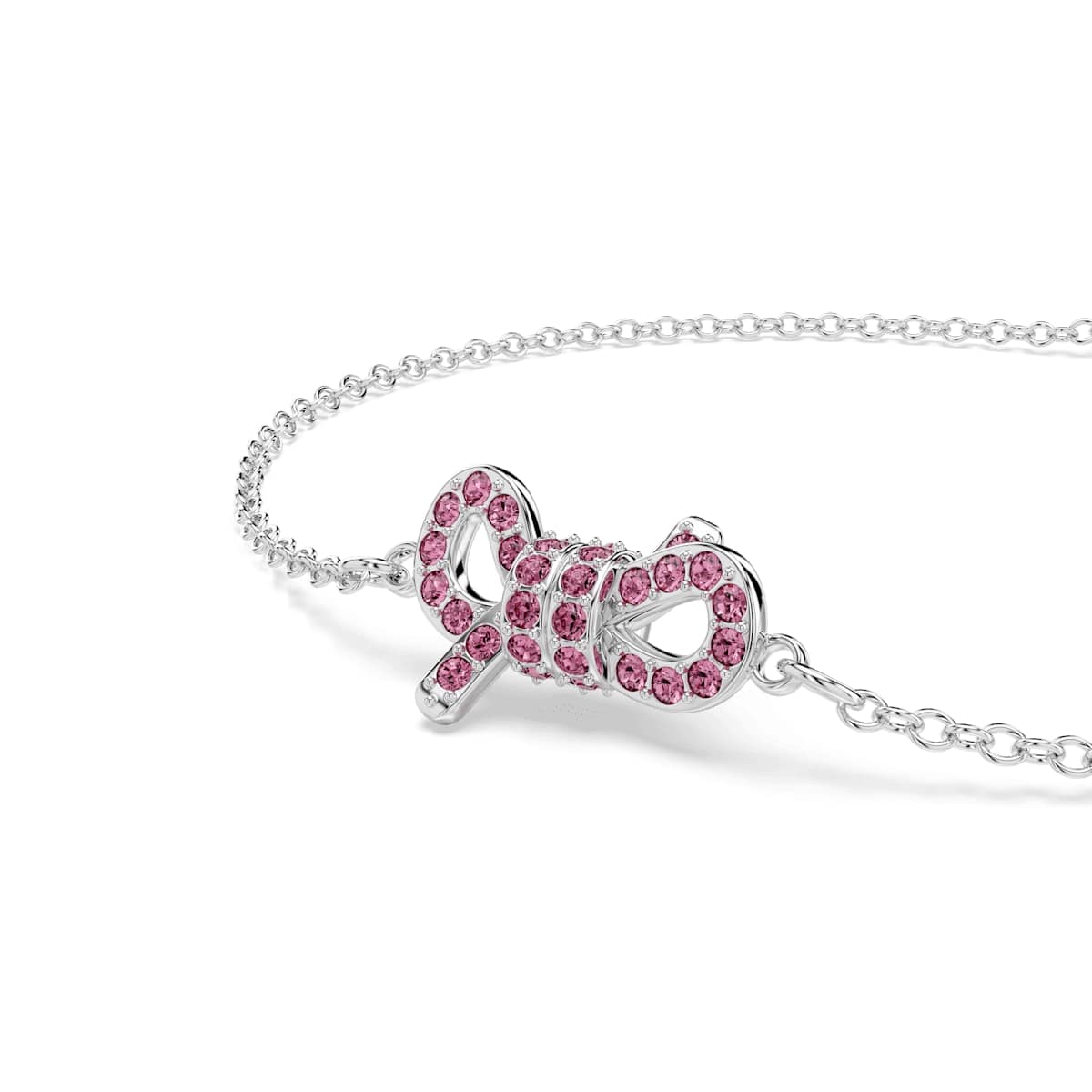 Lifelong Bow bracelet, Bow, Pink, Rhodium plated