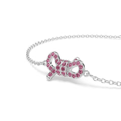 Lifelong Bow bracelet, Bow, Pink, Rhodium plated