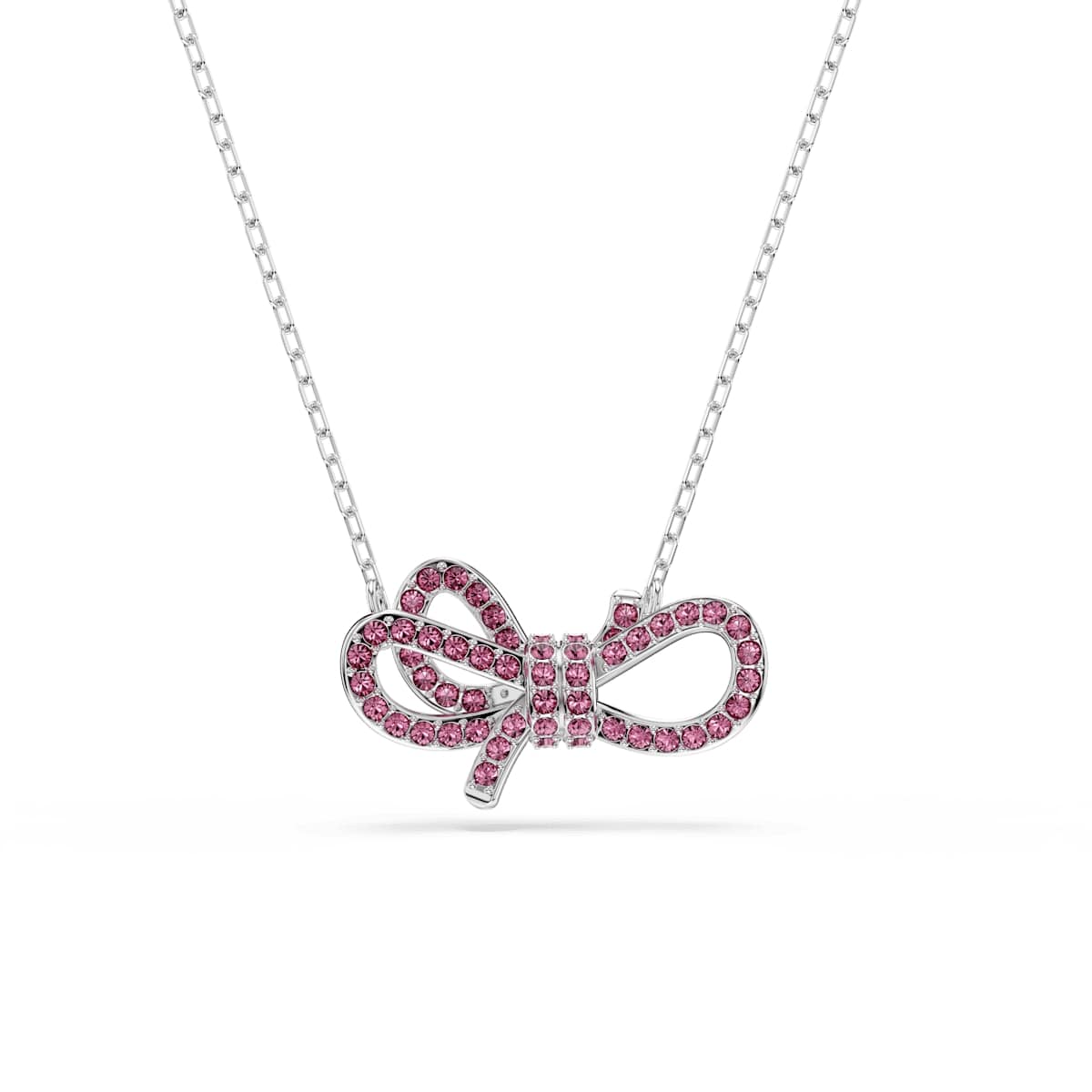 Lifelong Bow pendant, Bow, Pink, Rhodium plated