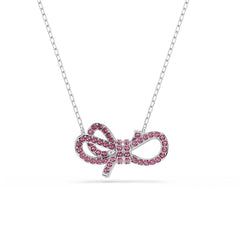 Lifelong Bow pendant, Bow, Pink, Rhodium plated