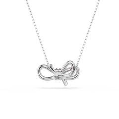 Lifelong Bow pendant, Bow, Pink, Rhodium plated