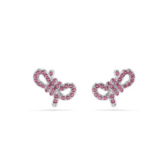 Lifelong Bow stud earrings, Bow, Pink, Rhodium plated