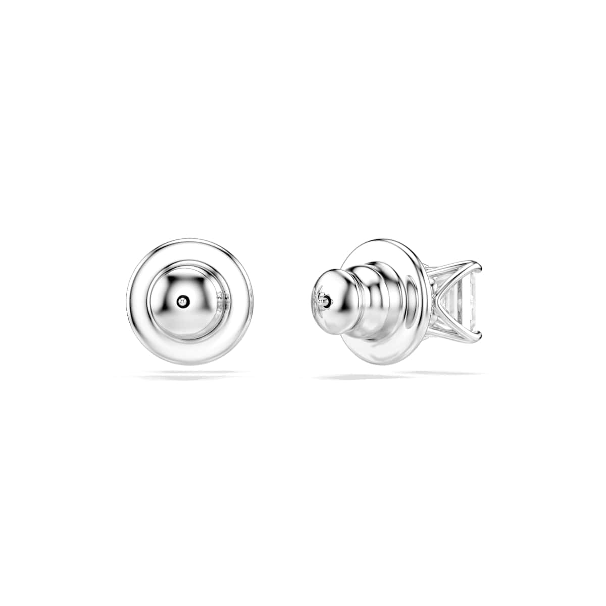Matrix stud earrings, Square cut, Blue, Rhodium plated