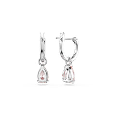 Attract drop earrings, Pear cut, Pink, Rhodium plated