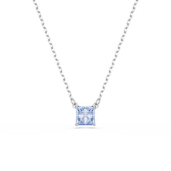 Matrix pendant, Square cut, Blue, Rhodium plated