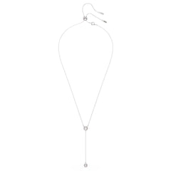 Attract Y necklace, Round cut, Pink, Rhodium plated