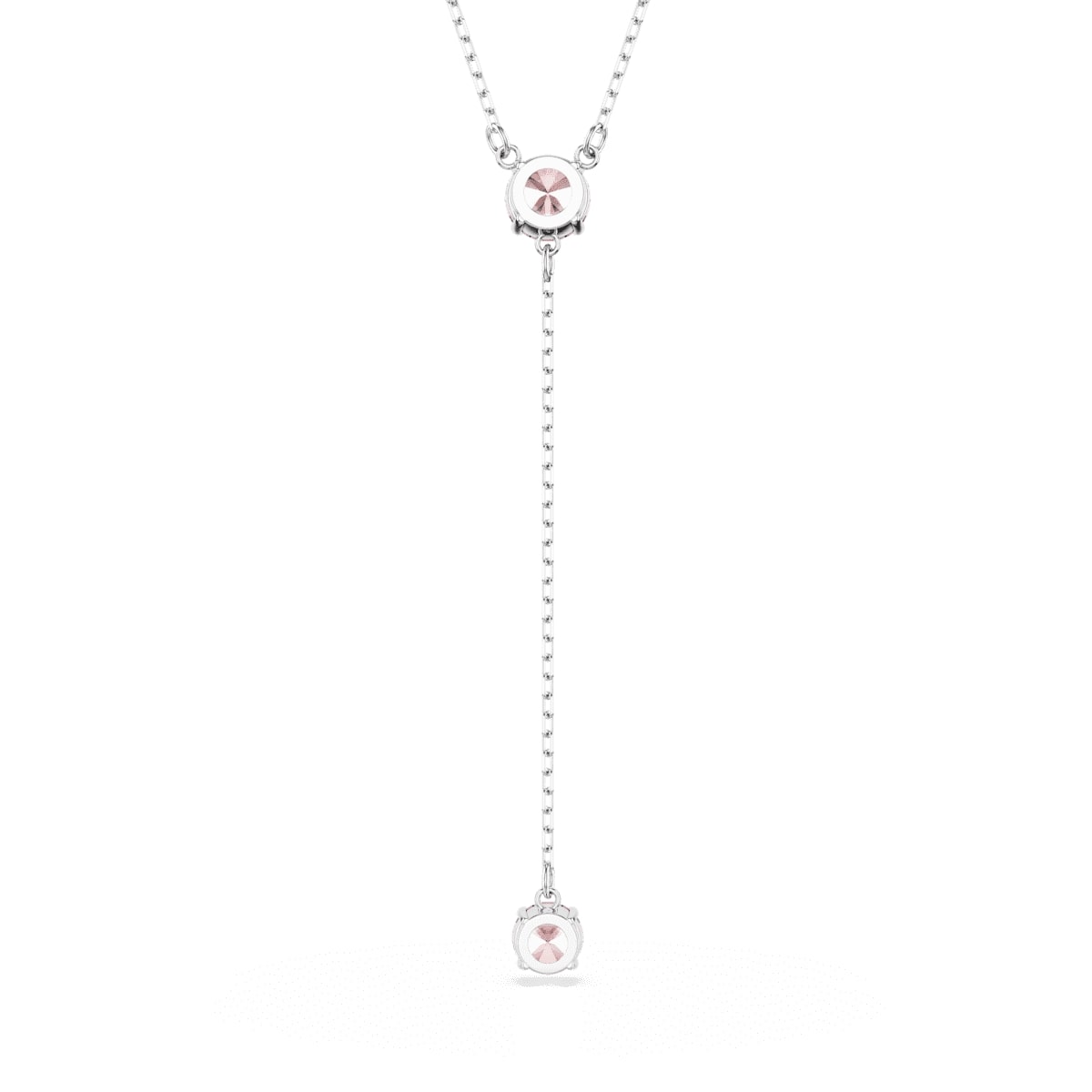 Attract Y necklace, Round cut, Pink, Rhodium plated
