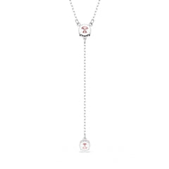 Attract Y necklace, Round cut, Pink, Rhodium plated