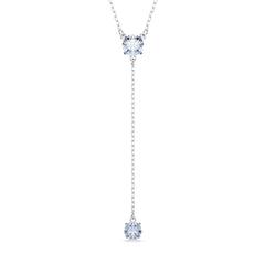 Attract Y necklace, Round cut, Blue, Rhodium plated