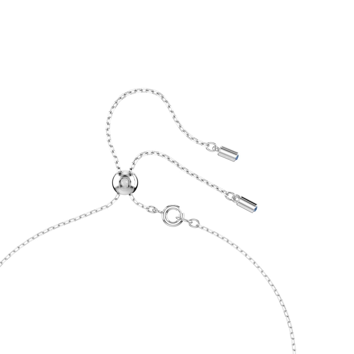 Attract Y necklace, Round cut, Blue, Rhodium plated
